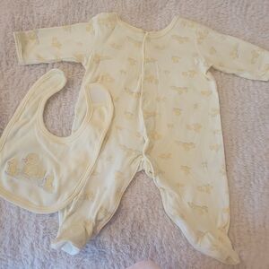 Little Me Yellow Duck Pattern Footie and Bib Set
